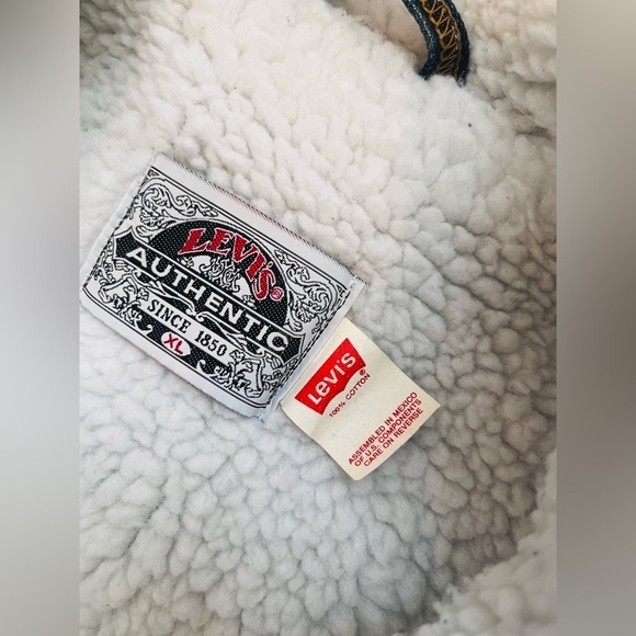 Vintage Levi’s Trucker Sherpa Lined Jacket Mens XL Red Tab Cotton Denim Size XL - Picture 5 of 9